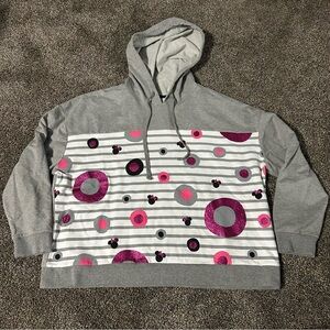Disney Parks XXL gray striped hoodie with Minnie glitter sparkle abstract dots